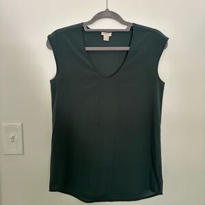 J. Crew Dark Green V-Neck Blouse